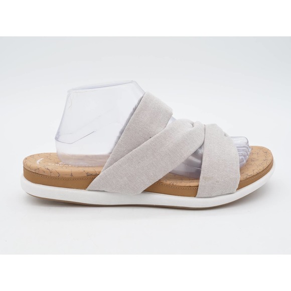 Clarks Sandals Womens 11 Gray Fabric Slides Open To Eliza Skip Platform Open Toe - Picture 4 of 12